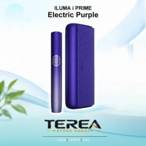 High-end IQOS ILUMA i PRIME device in metallic Electric Purple with SMARTCORE INDUCTION SYSTEM.