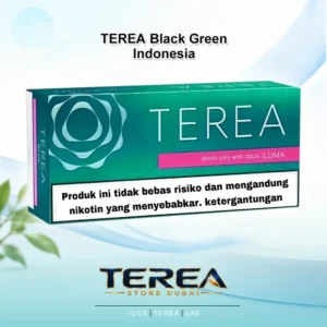 TEREA Black Green Indonesia pack offering intense dark tobacco and cooling menthol blend for IQOS ILUMA