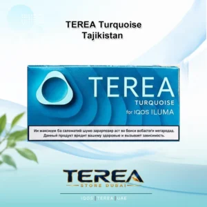 TEREA Turquoise Tajikistan pack delivering crisp cooling menthol and subtle zesty herbal notes for IQOS ILUMA