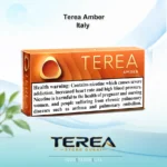 TEREA Amber Italy pack featuring balanced roasted tobacco with subtle woody and nutty aromas for IQOS ILUMA