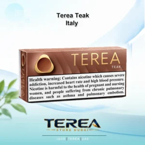 TEREA Teak Italy pack featuring rounded roasted tobacco infused with warm nutty and creamy oakwood notes for IQOS ILUMA