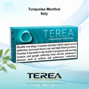 TEREA Turquoise Menthol Italy pack with refreshing mint zest and crisp cooling tobacco sensation for IQOS ILUMA